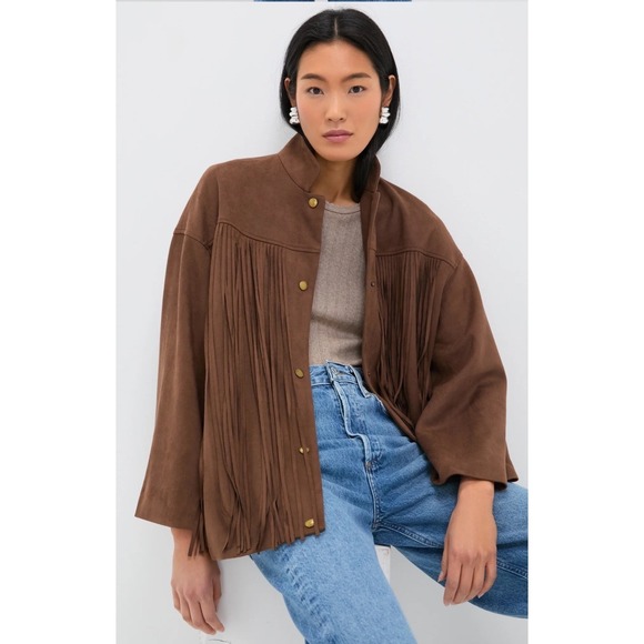 Tuckernuck Jackets & Blazers - Tuckernuck Chocolate Suede Fringe Marant Shirt Jacket Brown Shacket XL NWT